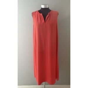 Eileen Fisher Dress Size Medium Orange Sleeveless Tank Flowy Summer Resort